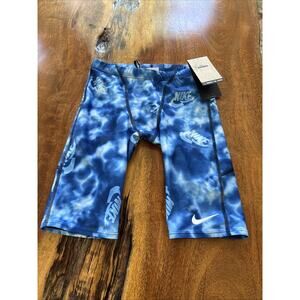 NWT Nike Swim Men's HydraStrong Printed Jammer Swimsuit Blue Size 28 Waist